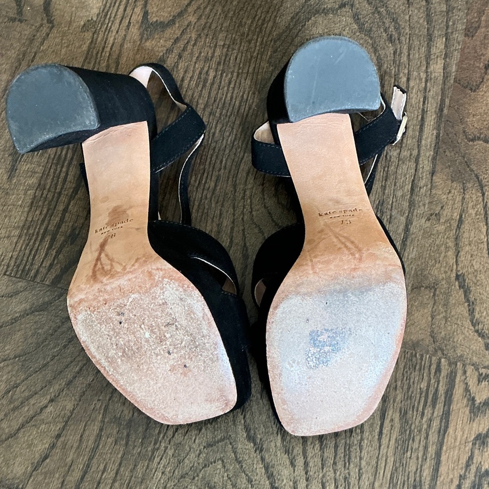 kate spade Black Suede Platform Block Heel Sandals - Picture 5 of 8